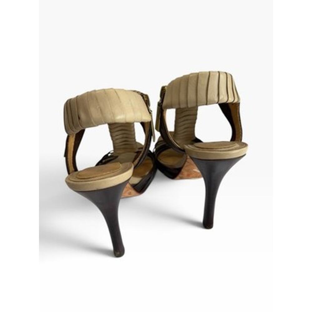 LAMB Gwen Stefani Tan Leather Stiletto Sandals Strappy Cage Heels 8.5 - Picture 4 of 12
